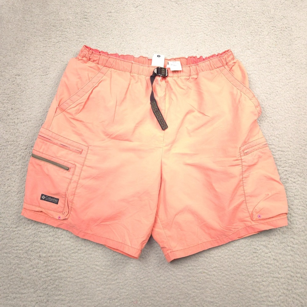 Columbia Swim Trunks Cargo Mesh Lined‎ Nylon Mens XL Coral Orange Zip Pockets